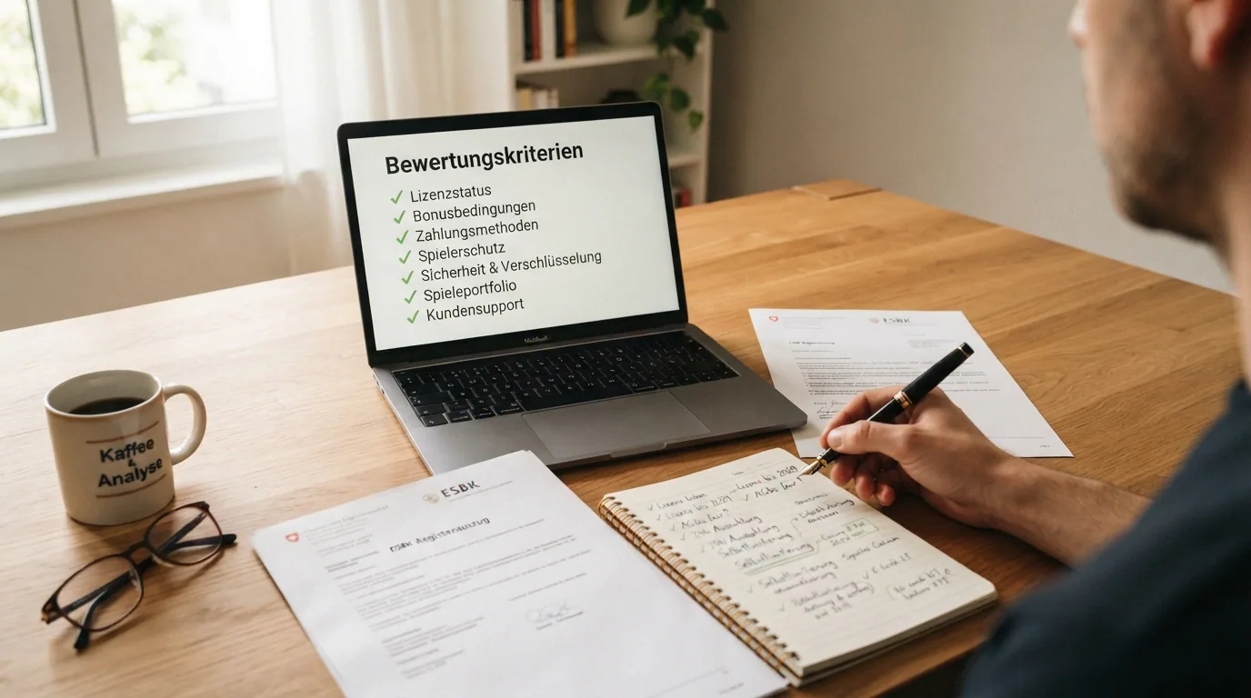 Schreibtisch mit Dokumenten, Checkliste und ESBK-Register-Auszug