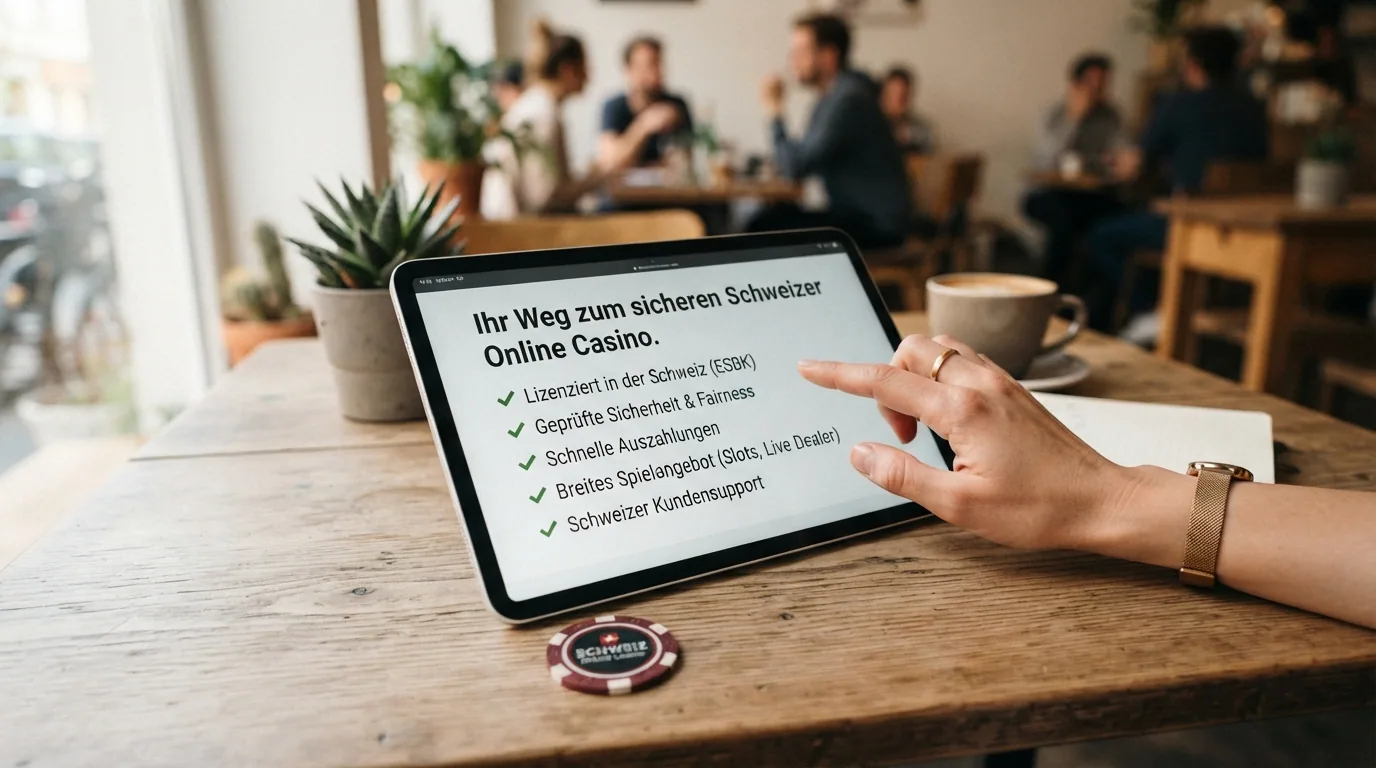 Übersicht der zehn lizenzierten Schweizer Online-Casinos mit ihren Logos auf einer Schweiz-Karte