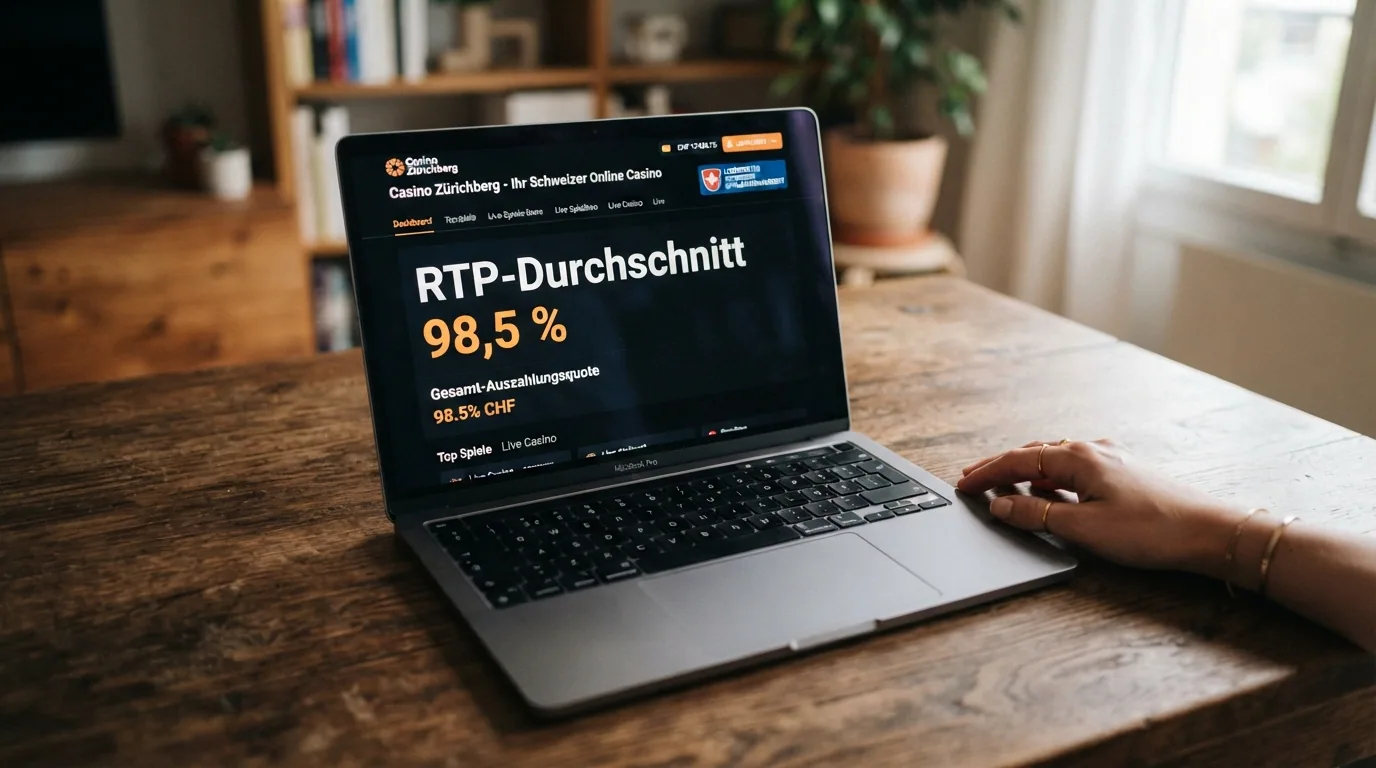 Übersichtstabelle mit zehn Schweizer Online-Casinos, sortiert nach RTP-Durchschnitt und Bonusangebot