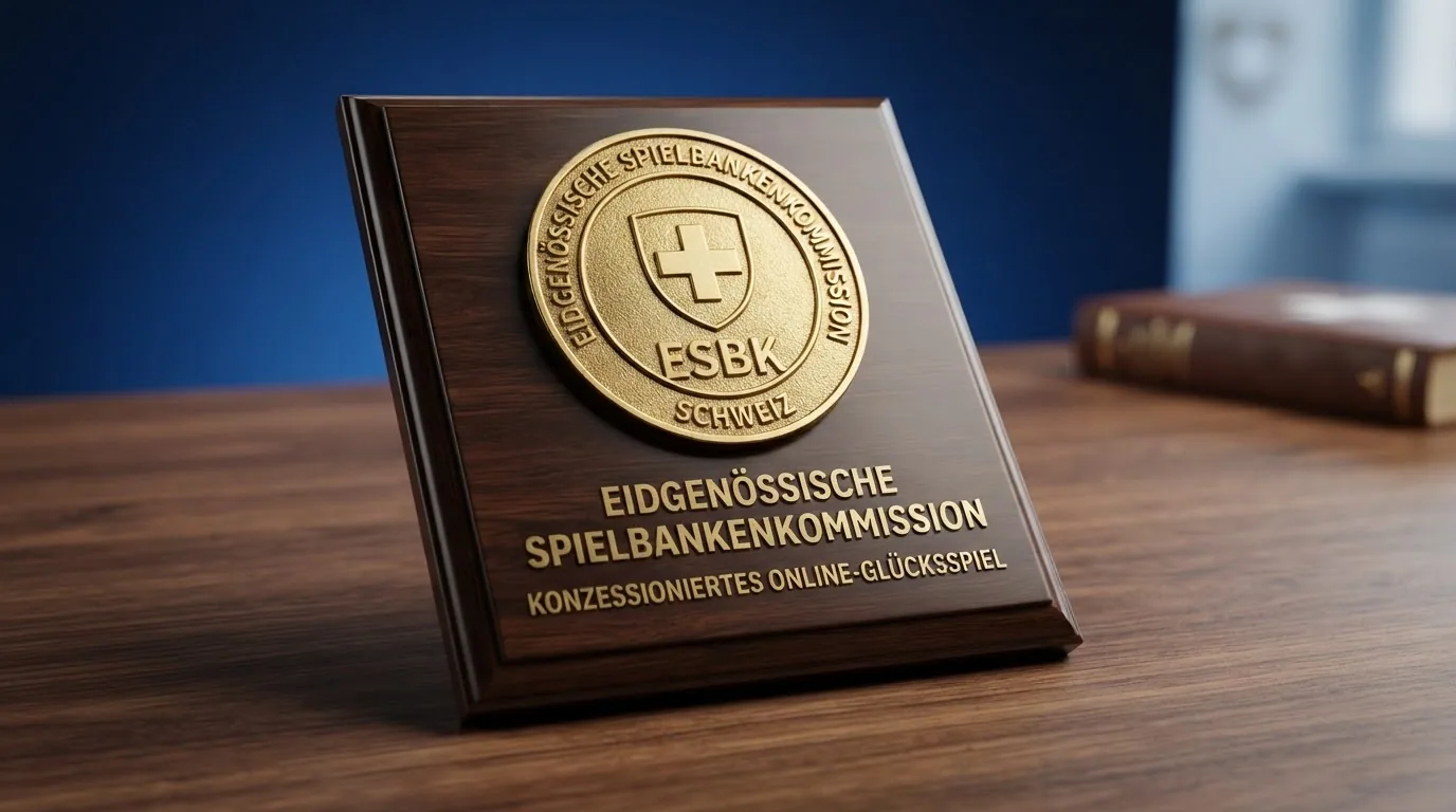 Nahaufnahme eines amtlich wirkenden Dokuments mit dem ESBK-Logo, einem Konzessionsstempel und dem Schweizer Wappen