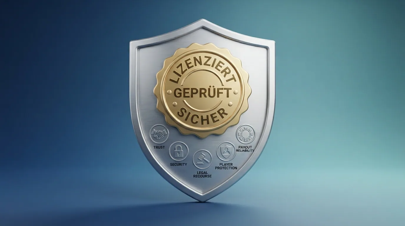 Offizielles ESBK-Logo oder das Gebäude der Eidgenössischen Spielbankenkommission in Bern, darunter die fünf Schutzbereiche als Piktogramme