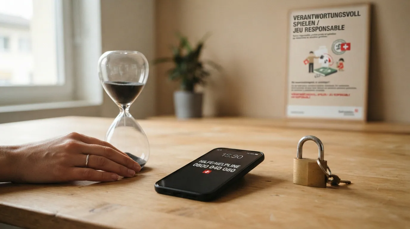 Symbole für Limit-Einstellungen, ein Sperrschloss und ein Telefon mit Hörer vor beruhigendem Hintergrund