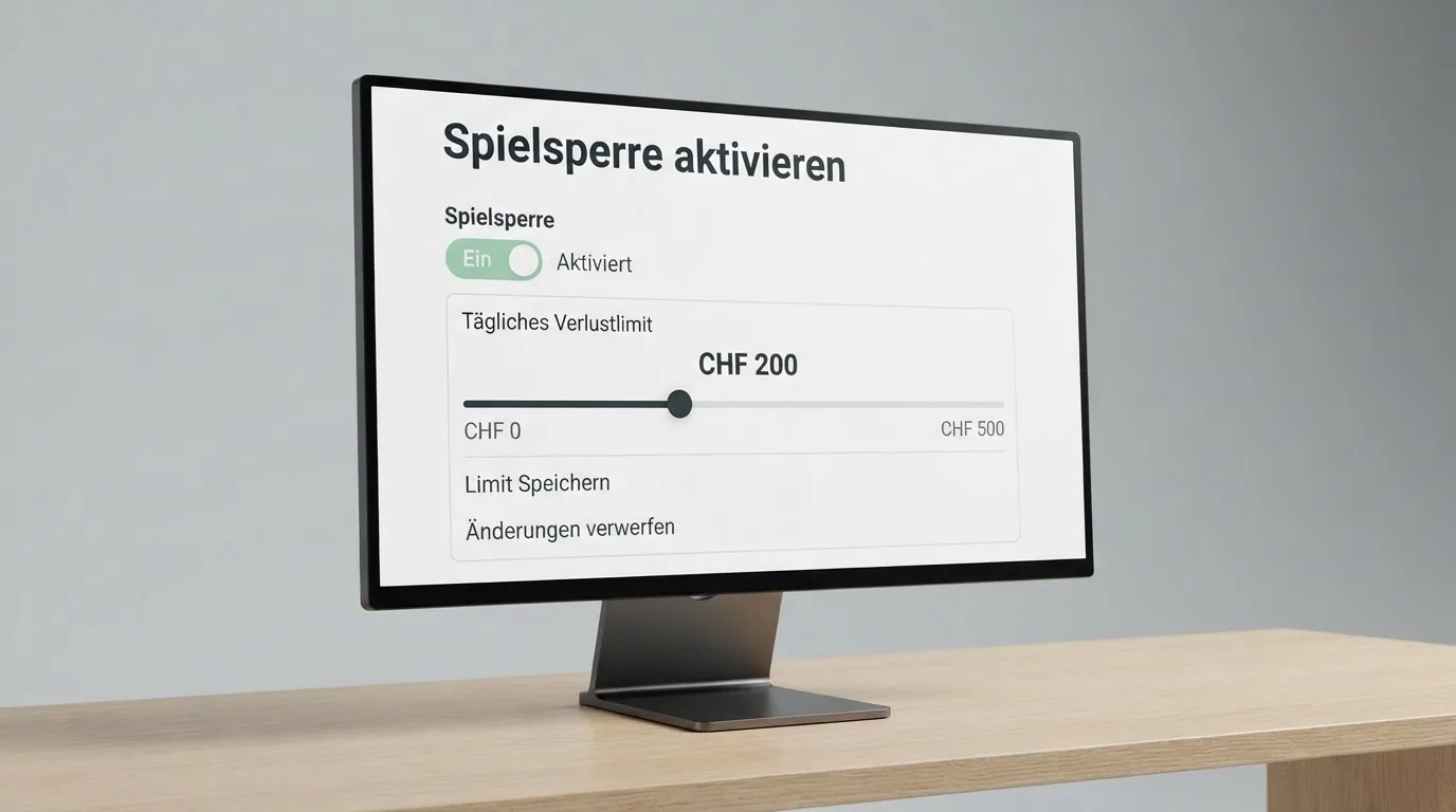 Ein Bildschirm mit den Einstellungen für Einsatzlimits und der Schaltfläche «Spielsperre aktivieren»