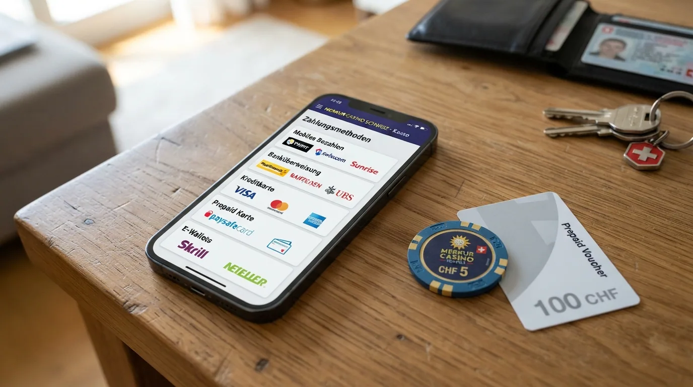 Schweizer Zahlungsoptionen TWINT und PostFinance Pay neben Kreditkarten auf einem Smartphone-Display